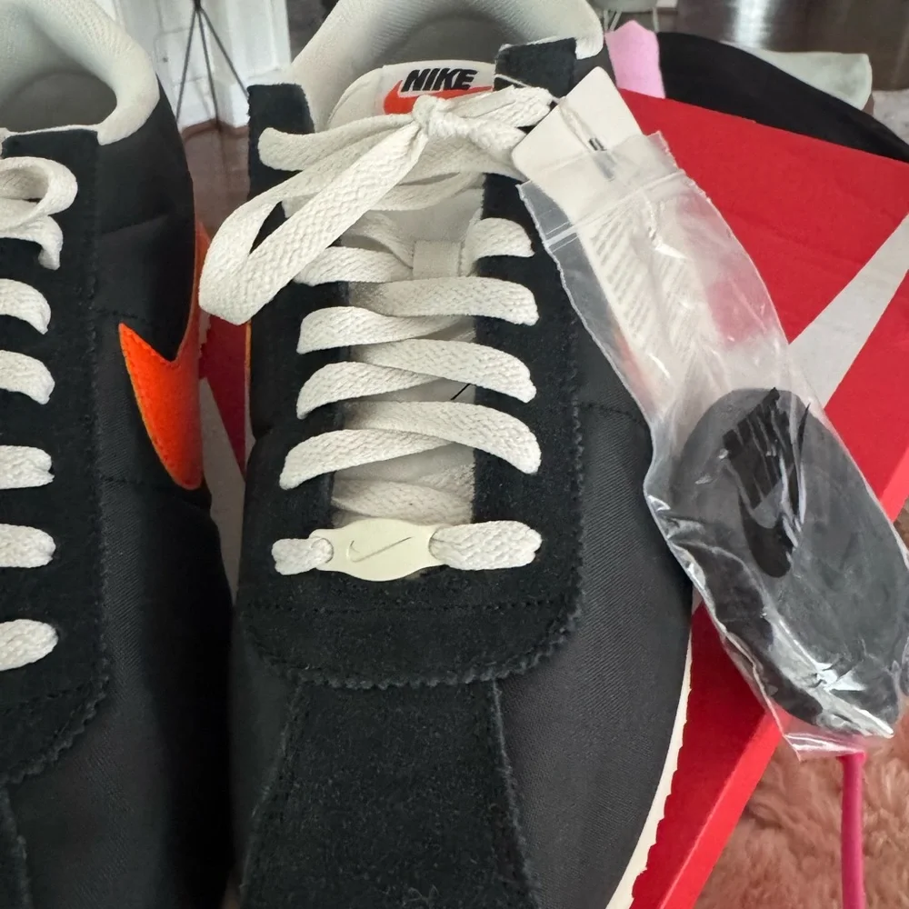Nike Cortez TXT Black/Safety Orange-Sail Men's Athletic Shoes - Picture 4 of 7